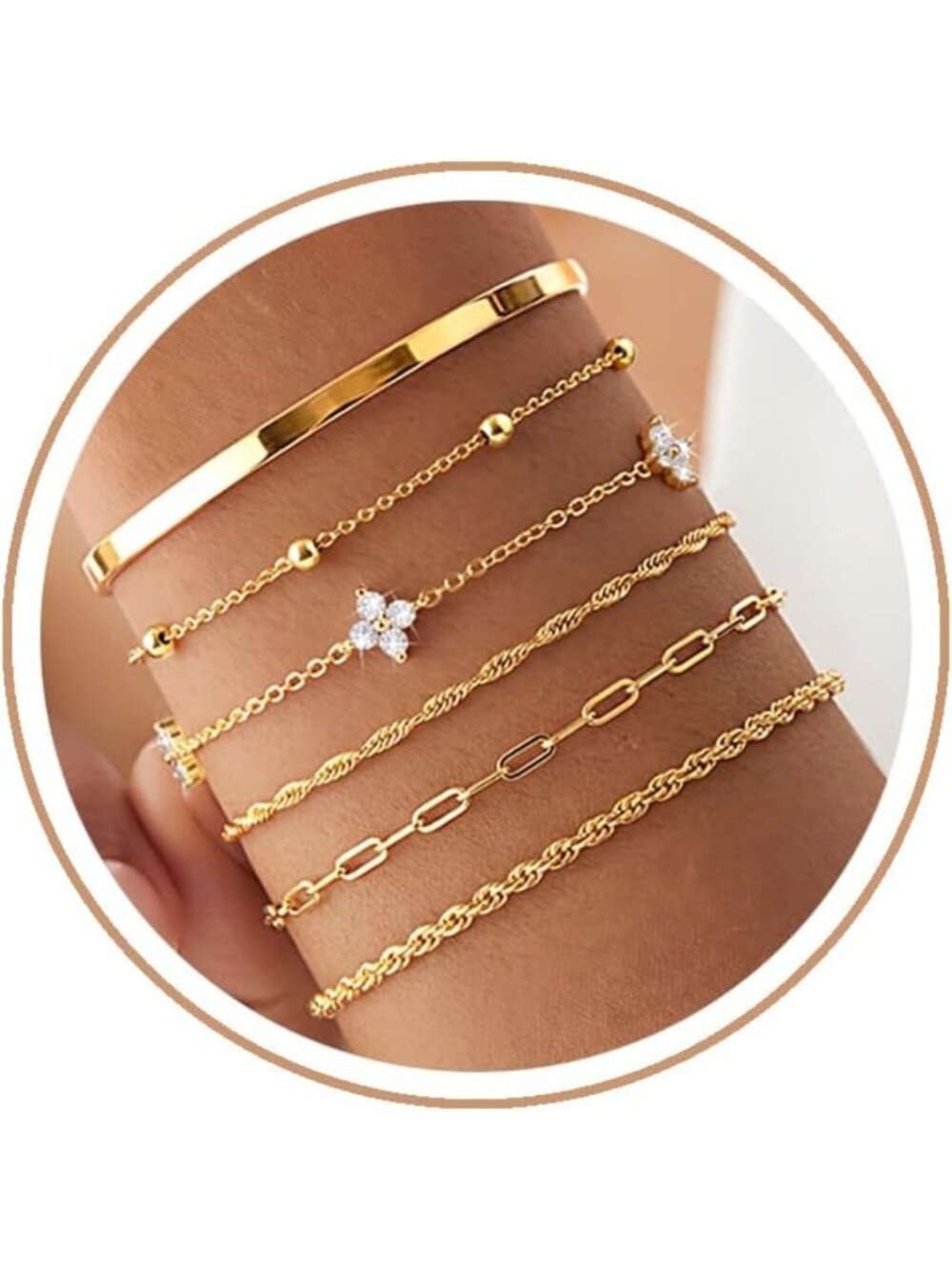 Trendy Gold Stackable Bracelets Set for Women - Non-Tarnish Fashion Jewelry
